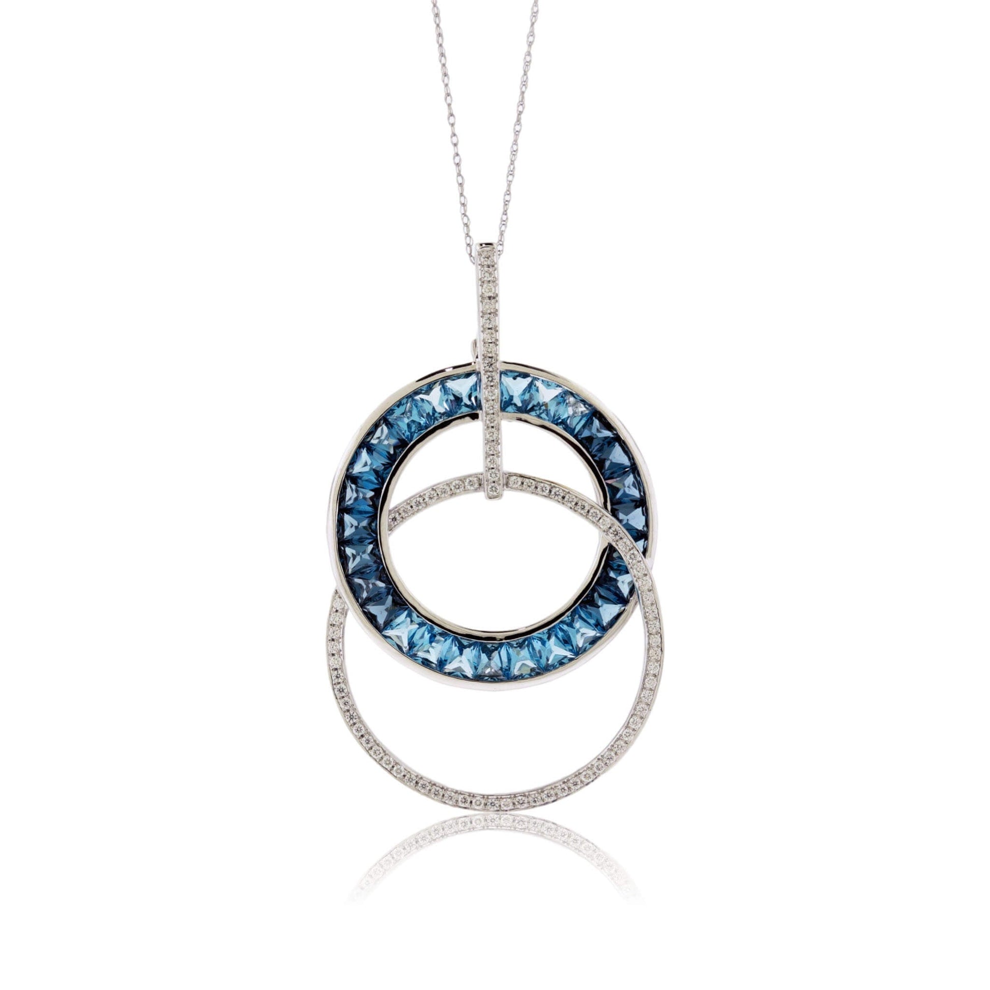 Gradient Sky Blue to London Blue Topaz & Diamond Circle Pendant - Park City Jewelers