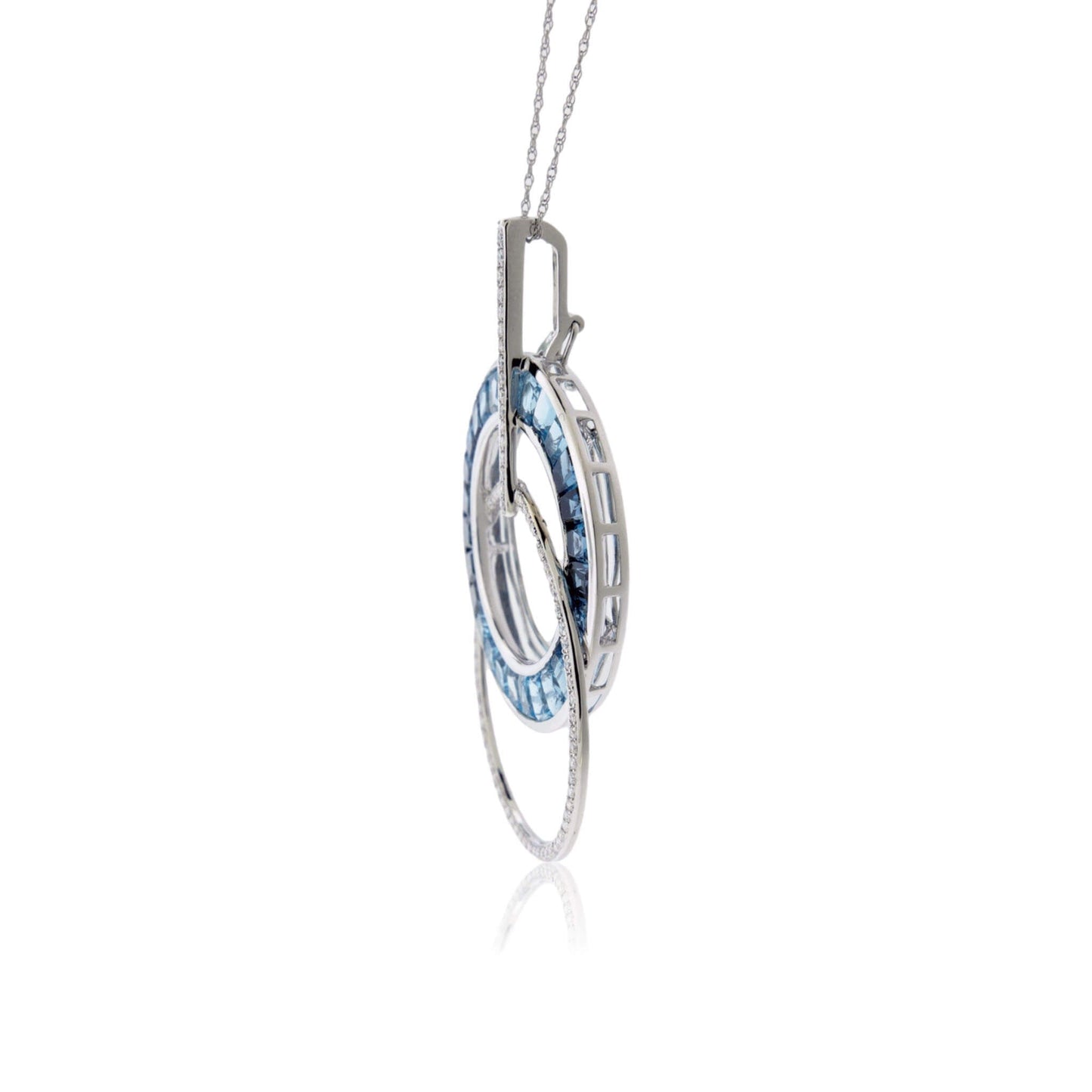 Gradient Sky Blue to London Blue Topaz & Diamond Circle Pendant - Park City Jewelers