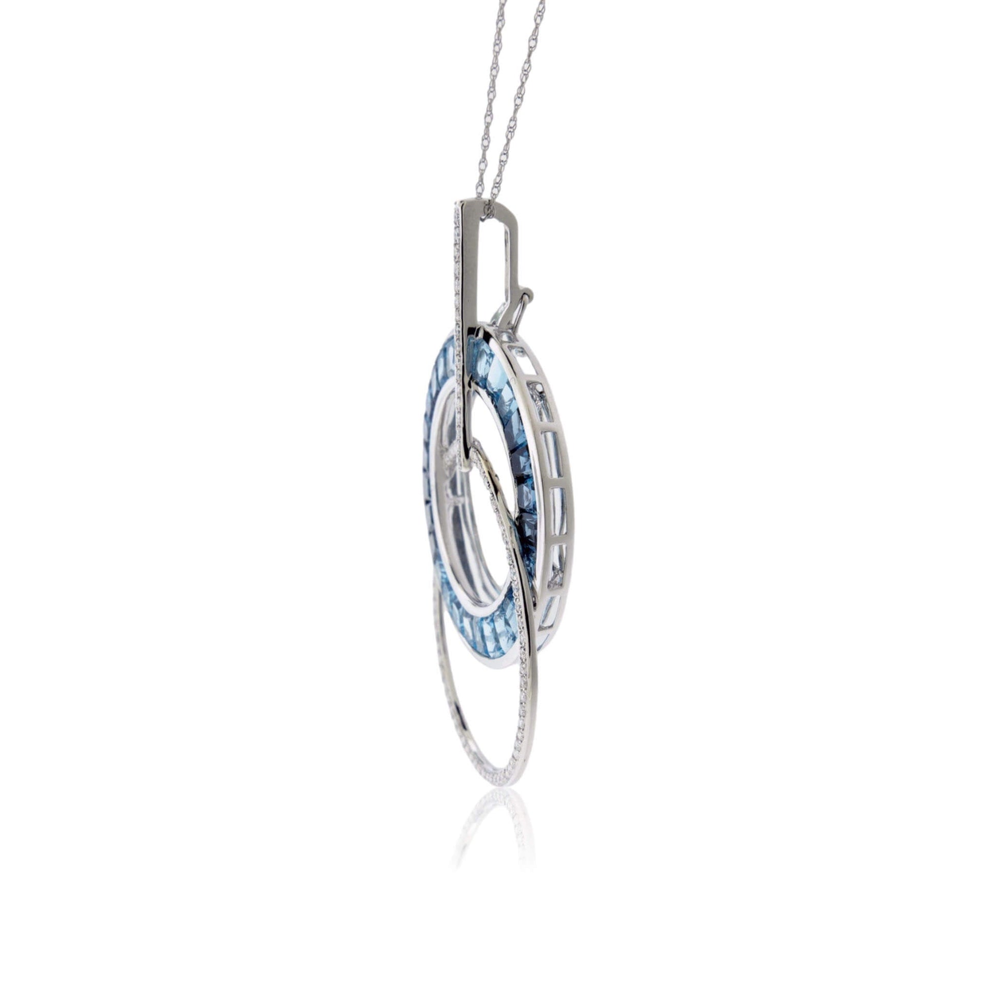 Gradient Sky Blue to London Blue Topaz & Diamond Circle Pendant - Park City Jewelers
