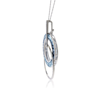 Gradient Sky Blue to London Blue Topaz & Diamond Circle Pendant - Park City Jewelers