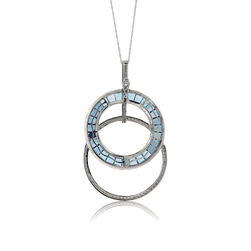 Gradient Sky Blue to London Blue Topaz & Diamond Circle Pendant - Park City Jewelers