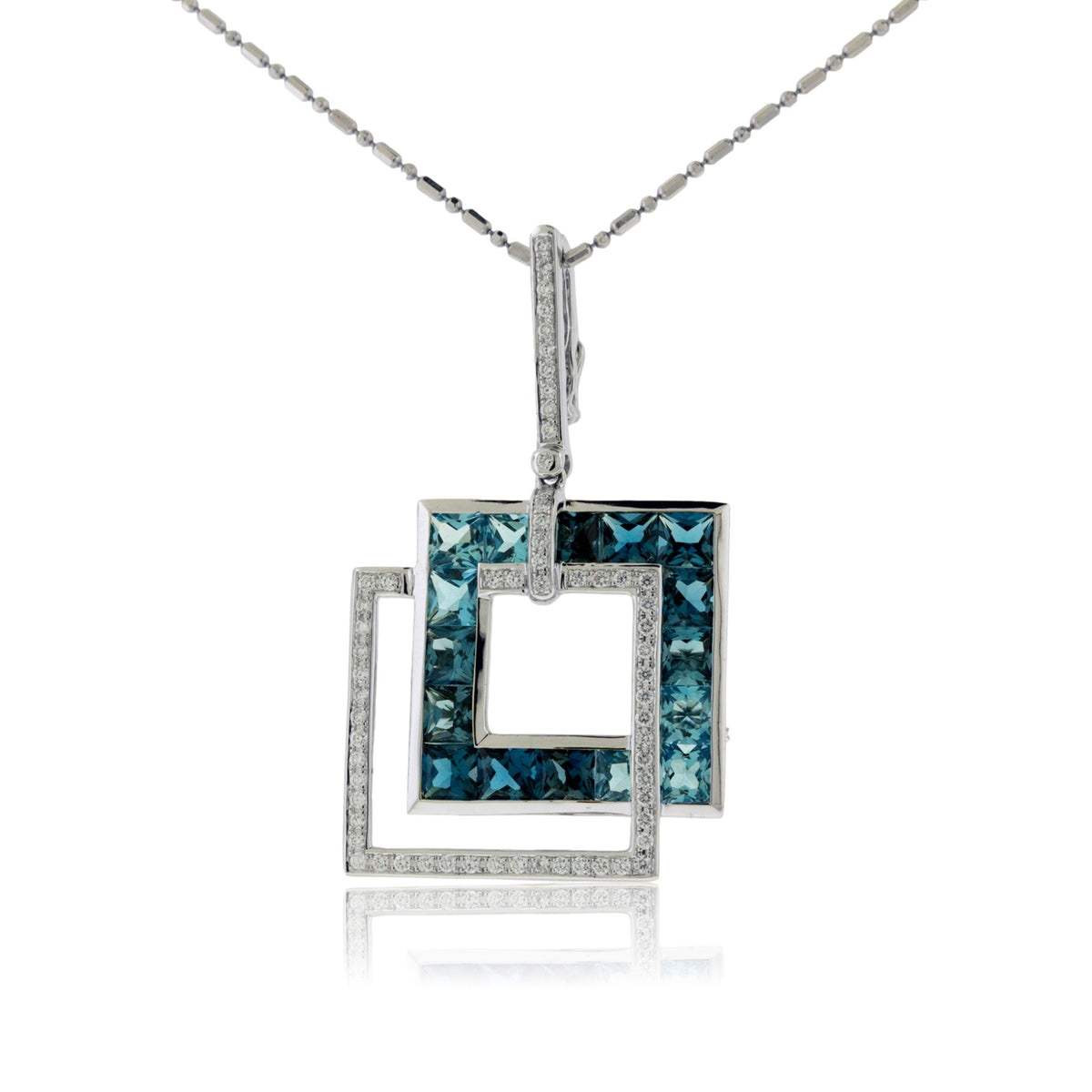 Gradient Sky Blue to London Blue Topaz & Diamond Square Pendant - Park City Jewelers