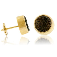 Gray Black Druzy Bezel Set Stud Earrings - Park City Jewelers