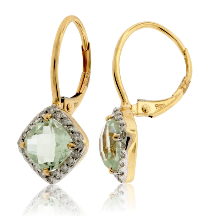 Green Amethyst and Diamond Dangle Earrings - Park City Jewelers