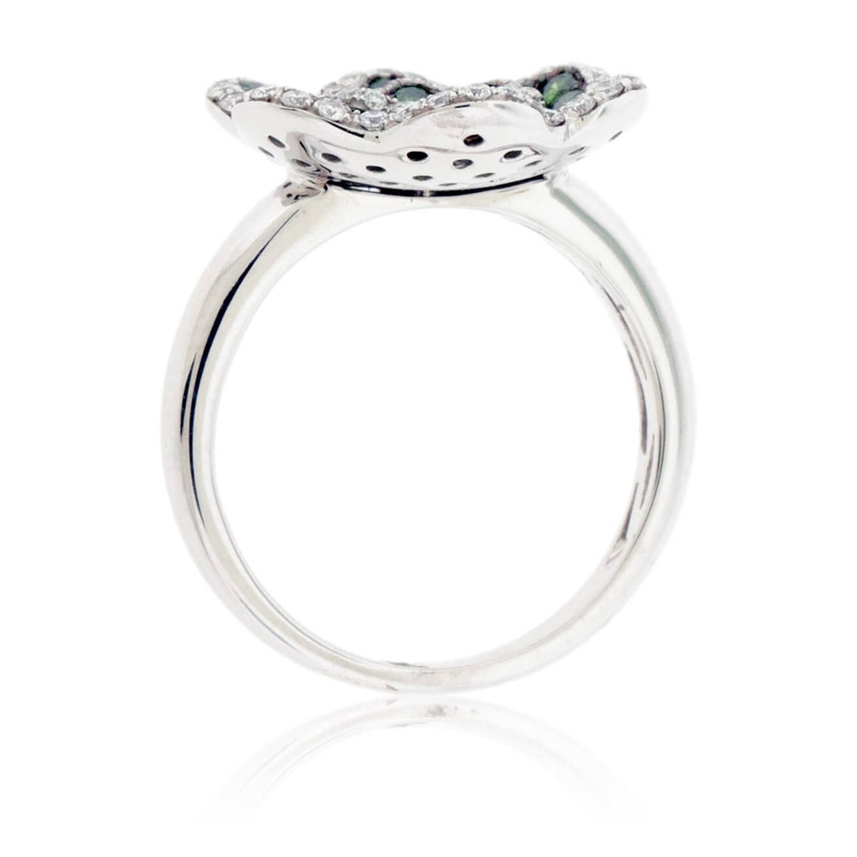 Green Diamond and Diamond Flower Halo Style Ring - Park City Jewelers