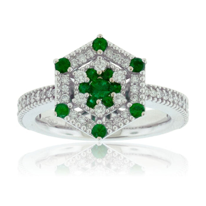Green Emerald & Diamond Accented Ring - Park City Jewelers