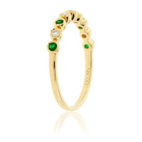 Green Emerald & Diamond Bezel Style Band - Park City Jewelers
