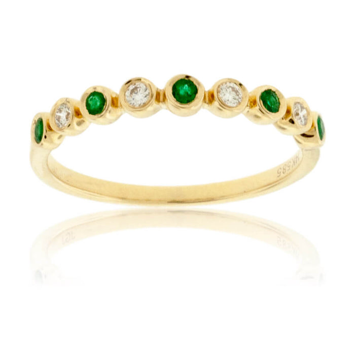 Green Emerald & Diamond Bezel Style Band - Park City Jewelers