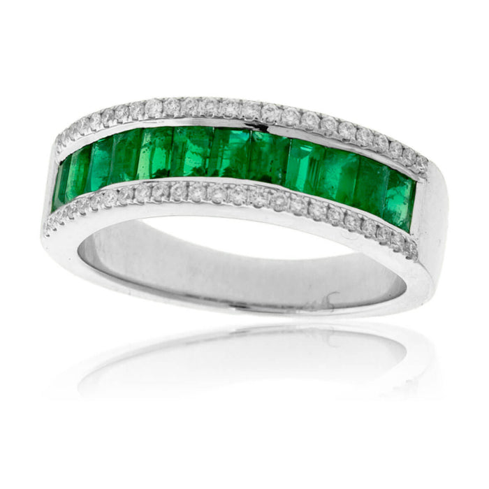 Green Emerald & Diamond Lined Band - Park City Jewelers