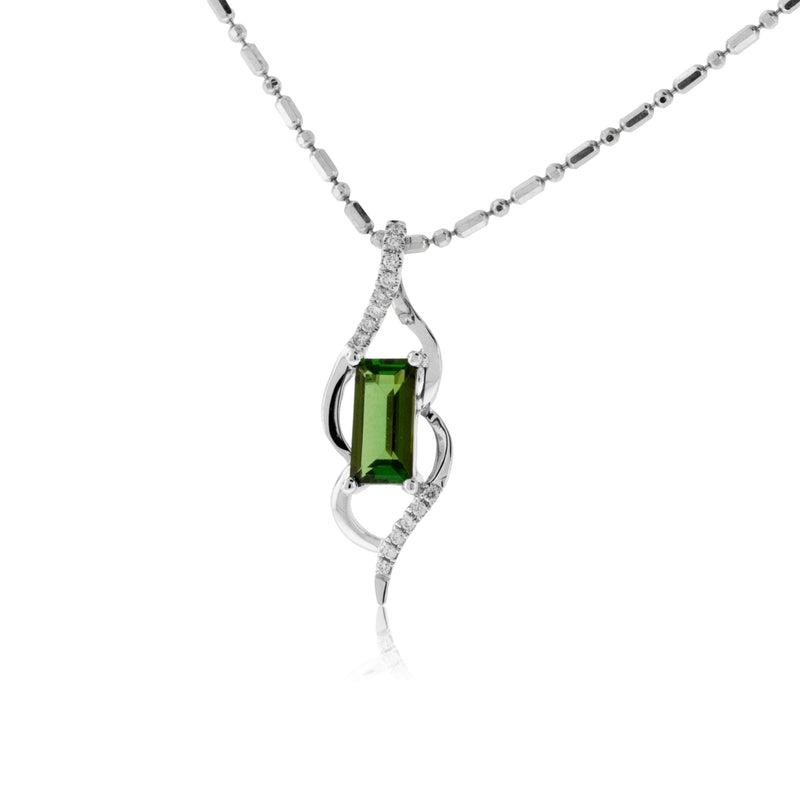 Green Tourmaline and Diamond Necklace - Park City Jewelers