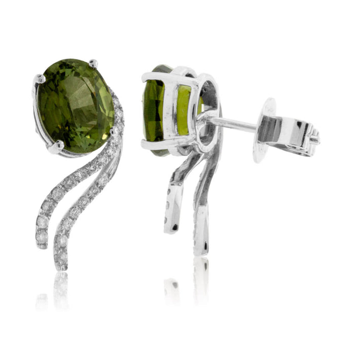Green Tourmaline & Diamond Accented Earrings - Park City Jewelers