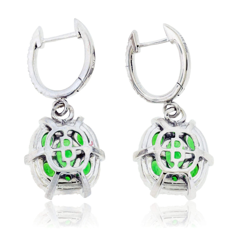 Green Tsavorite Garnet & Diamond Drop Earrings - Park City Jewelers