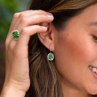 Green Tsavorite Garnet & Diamond Drop Earrings - Park City Jewelers