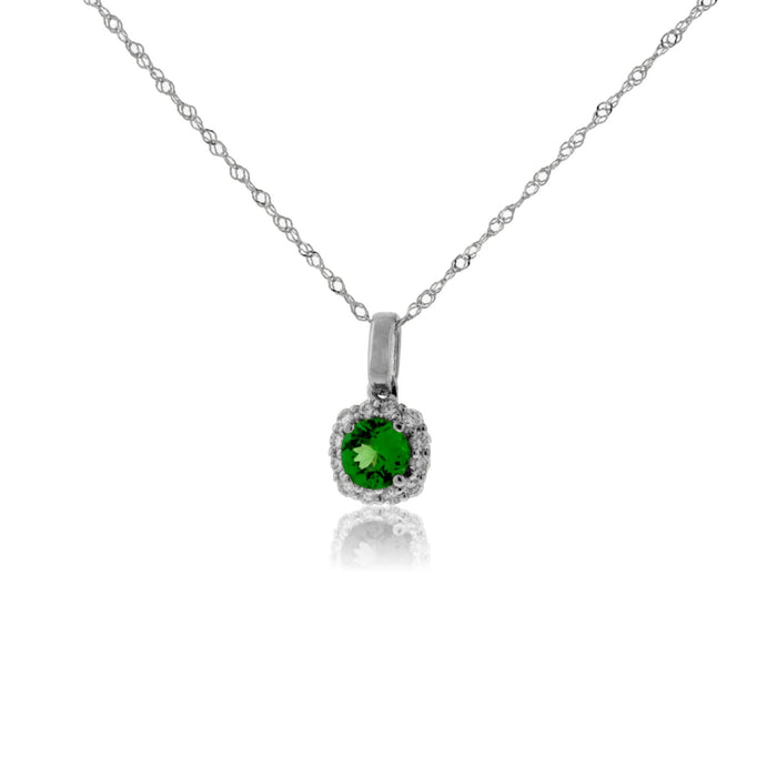 Green Tsavorite Garnet & Diamond Halo Pendant - Park City Jewelers