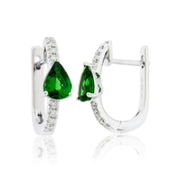 Green Tsavorite Garnet & Diamond Hoop Earrings - Park City Jewelers