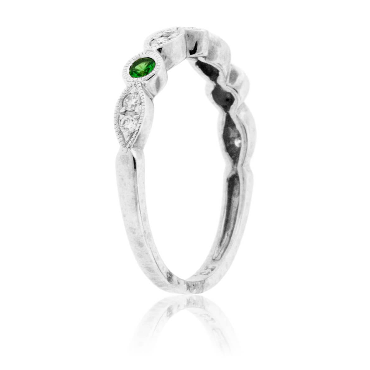 Green Tsavorite Garnet & Diamond Stackable Ring - Park City Jewelers
