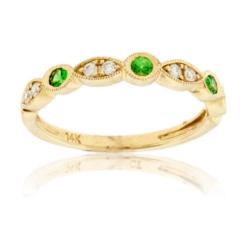 Green Tsavorite Garnet & Diamond Stackable Ring - Park City Jewelers