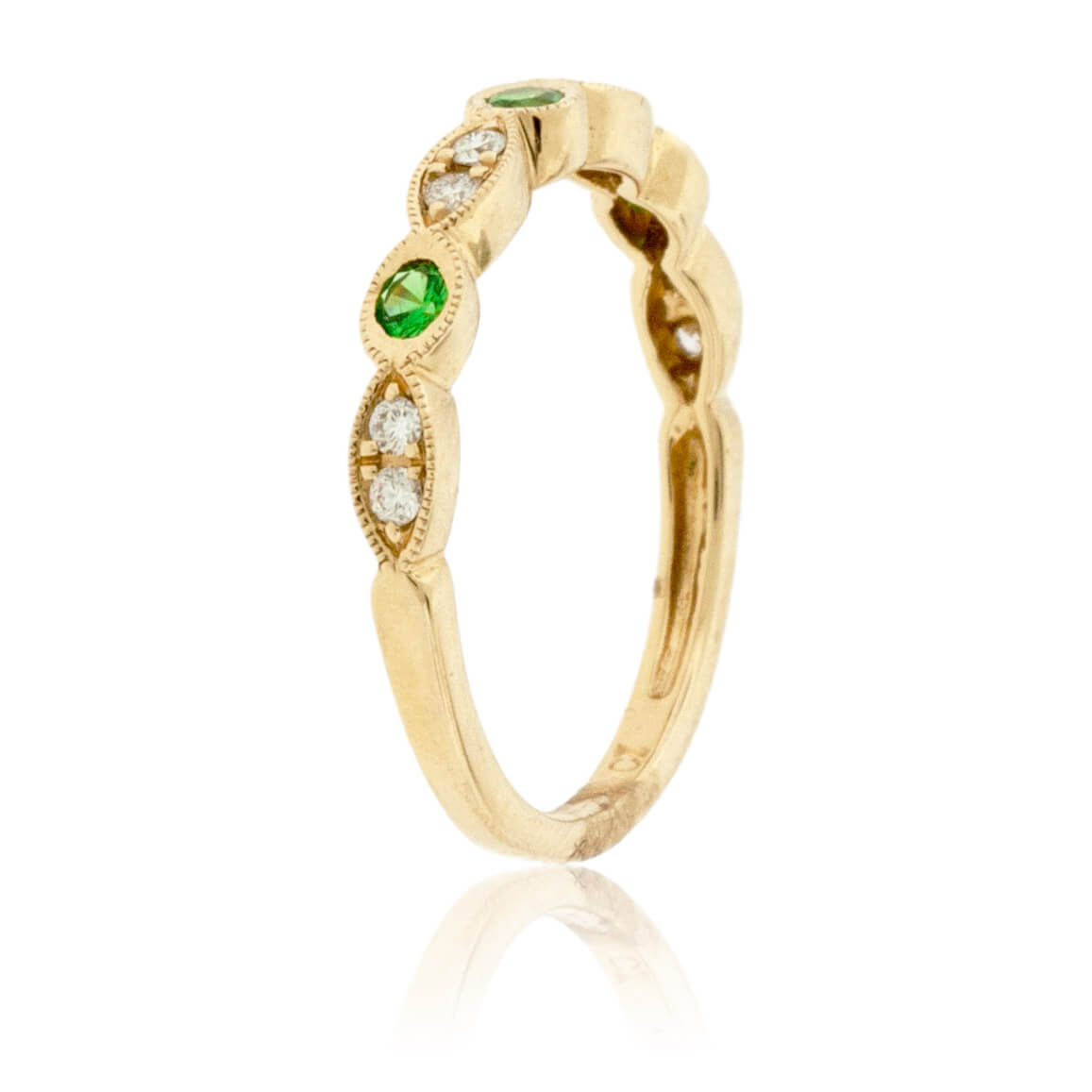 Green Tsavorite Garnet & Diamond Stackable Ring - Park City Jewelers