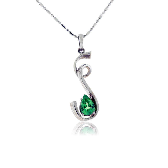 Green Tsavorite Garnet Solitaire Swirl Pendant - Park City Jewelers