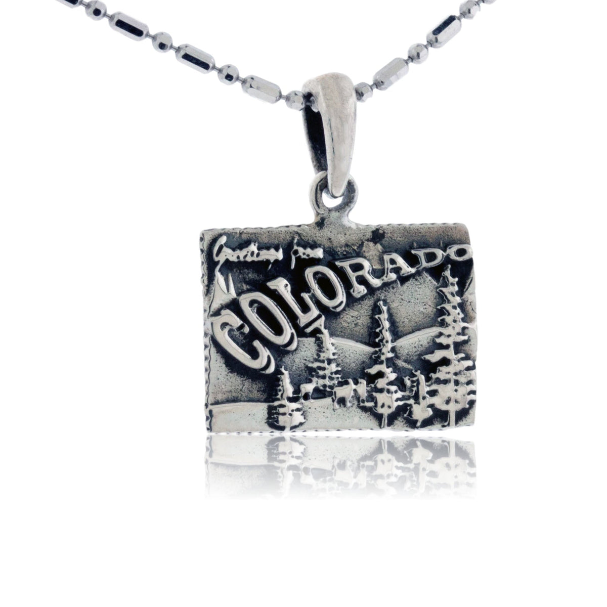 Greetings From Colorado Sterling Silver Postcard Pendant / Charm - Park City Jewelers
