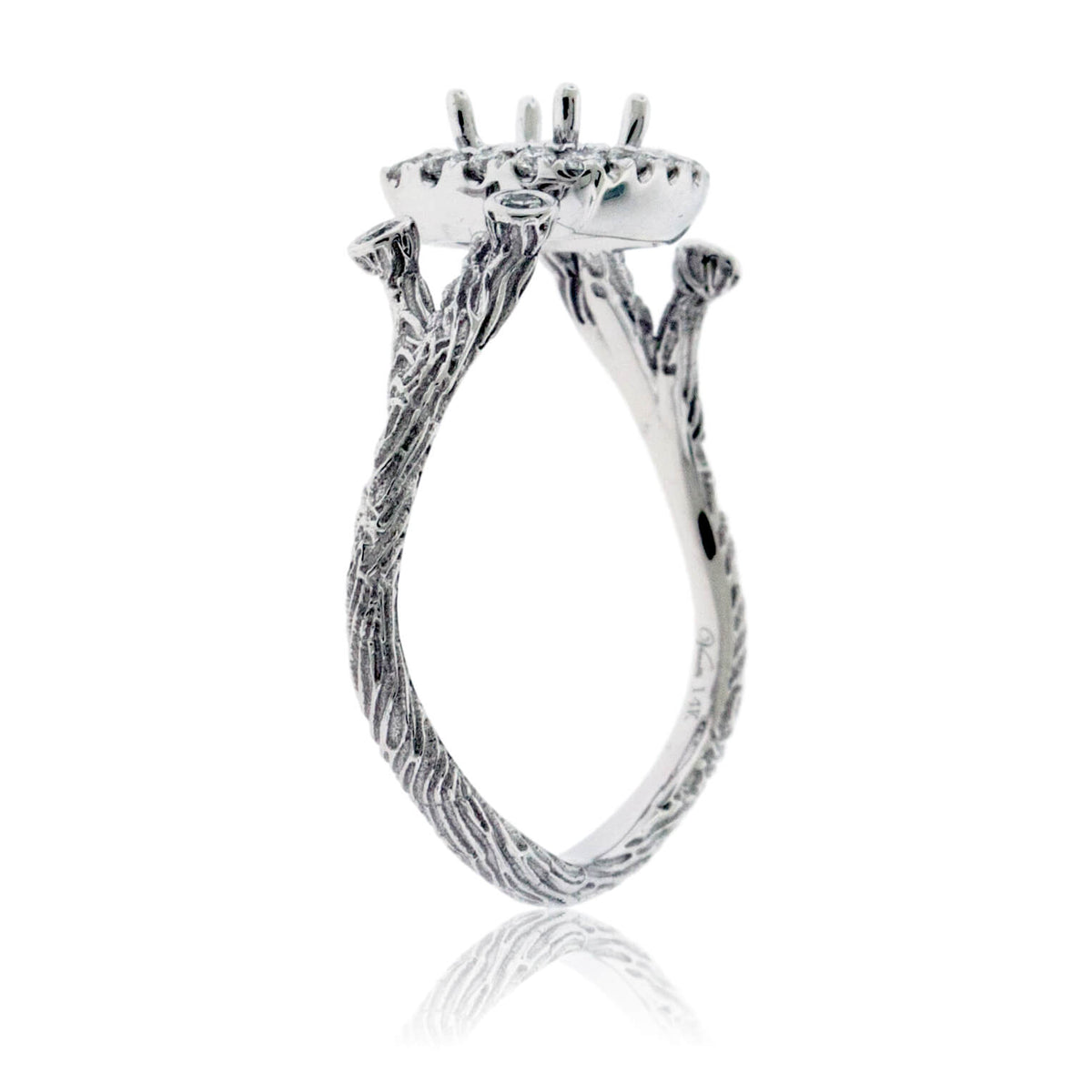 Halo Textured Style Semi Mount Diamond Accented Ring - Park City Jewelers