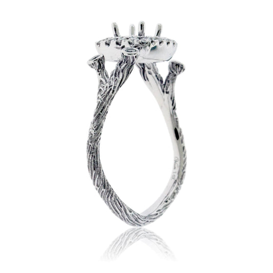 Halo Textured Style Semi Mount Diamond Accented Ring - Park City Jewelers