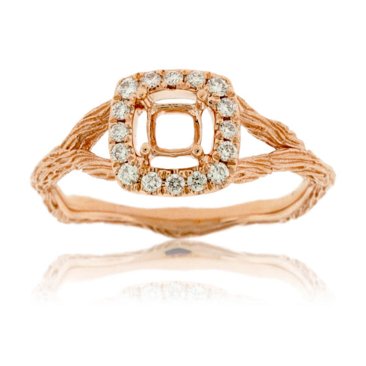 Halo Textured Style Semi Mount Diamond Ring - Park City Jewelers