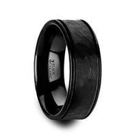 Hammered Finish Black Ceramic Band with Grooves - Park City Jewelers