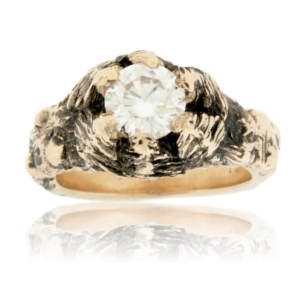 Hand Carved Mountain & Tree Inspired Engagement Ring - Park City Jewelers