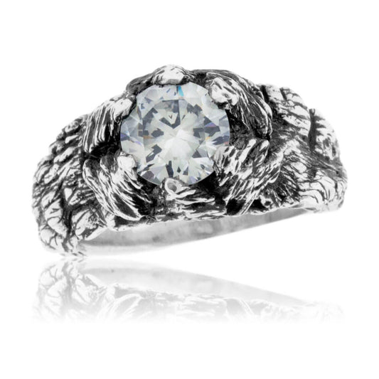 Hand Carved Mountain & Tree Inspired Engagement Ring - Park City Jewelers