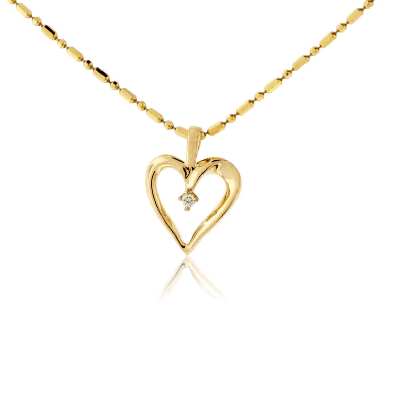 Heart Outline Pendant with Diamond Center - Park City Jewelers
