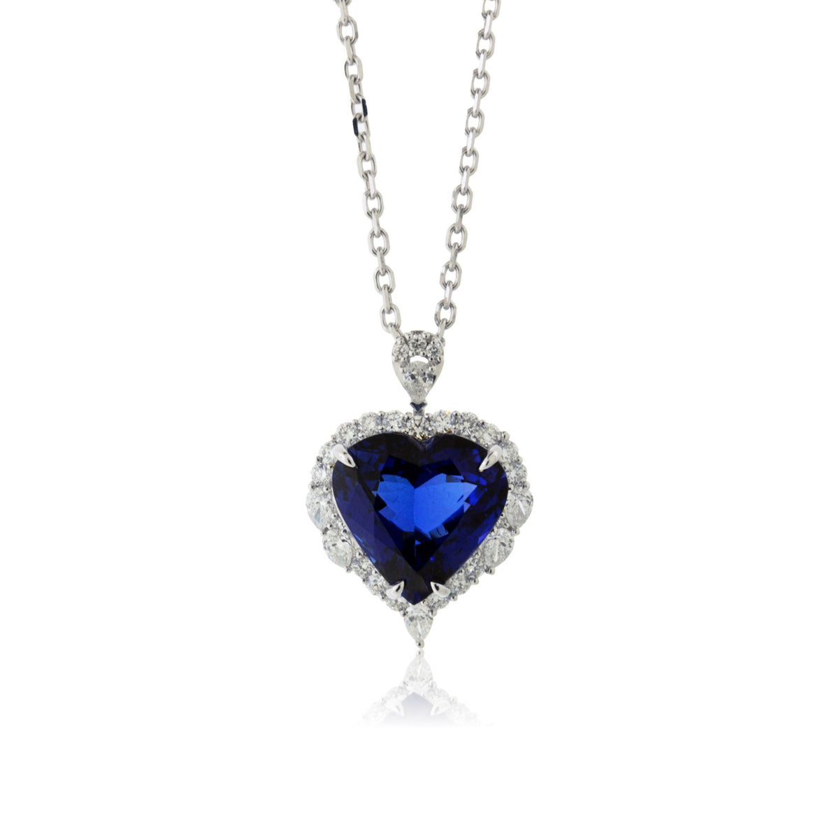 Heart Shaped Tanzanite & Diamond Halo Pendant - Park City Jewelers