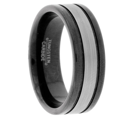 High Polished Grey Center Tungsten Band - Park City Jewelers