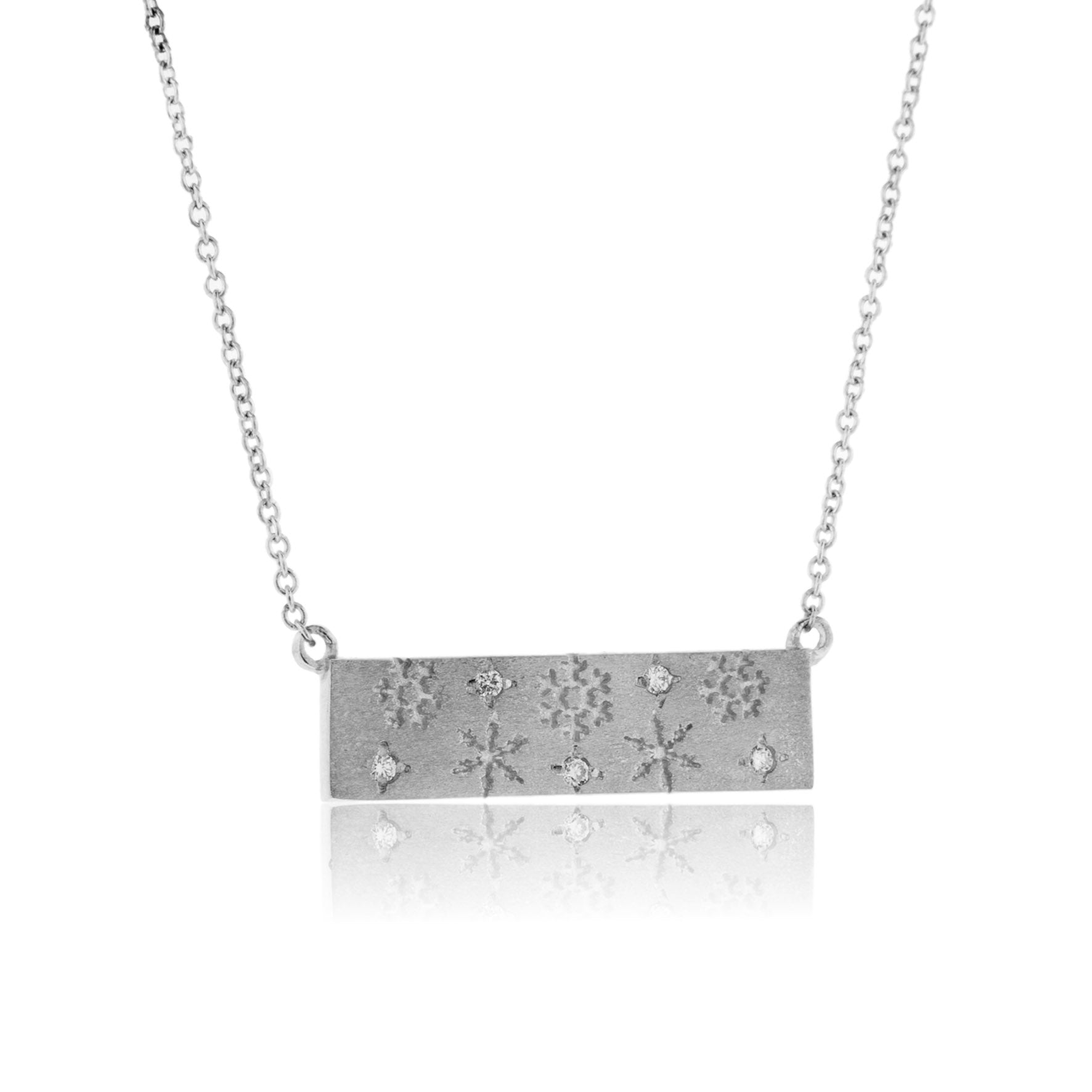 Horizontal Diamond Flurry Snowflake Bar Necklace - Park City Jewelers