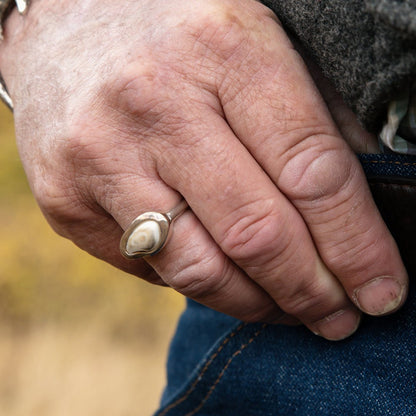 Horizontal Simple Elk Ivory Ring - Park City Jewelers
