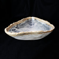 Ice White Banded Onyx Bowl with Rustic Edge - Park City Jewelers