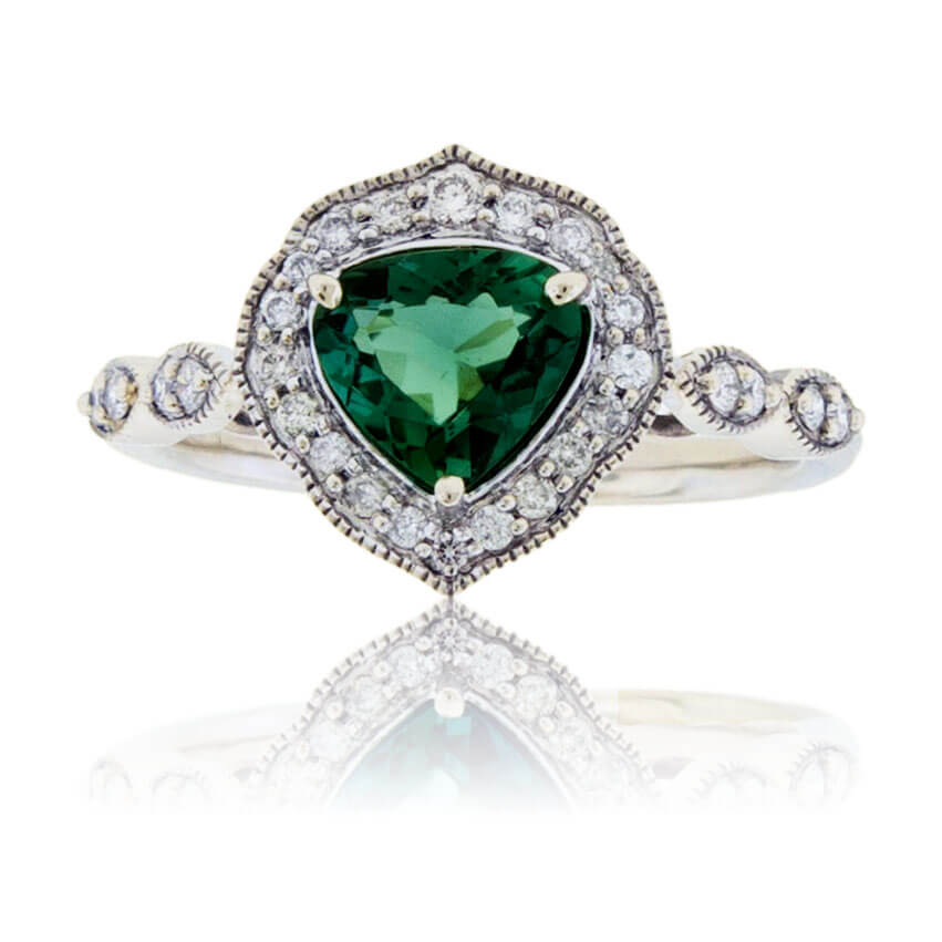Indicolite Blue Green Tourmaline & Diamond Ring - Park City Jewelers