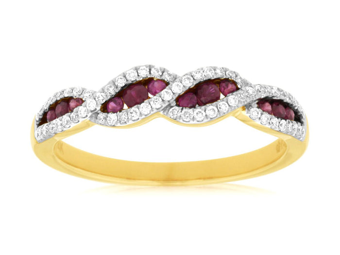 Intertwined Round Ruby and Diamond Ring - Park City Jewelers