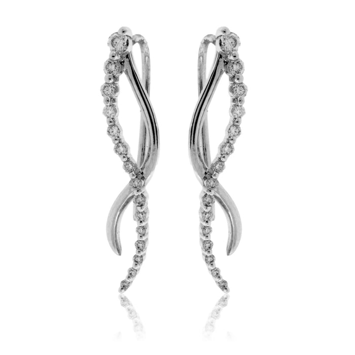 Intertwining White Gold Diamond Drop Earrings - Park City Jewelers