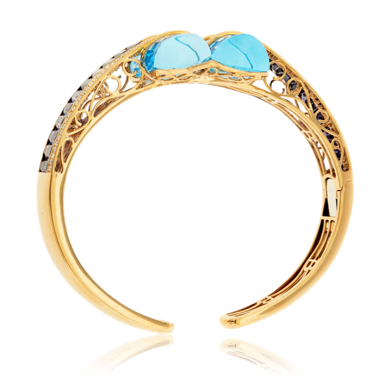 Iolite, Blue Topaz & Diamond Flexing Bangle Bracelet - Park City Jewelers