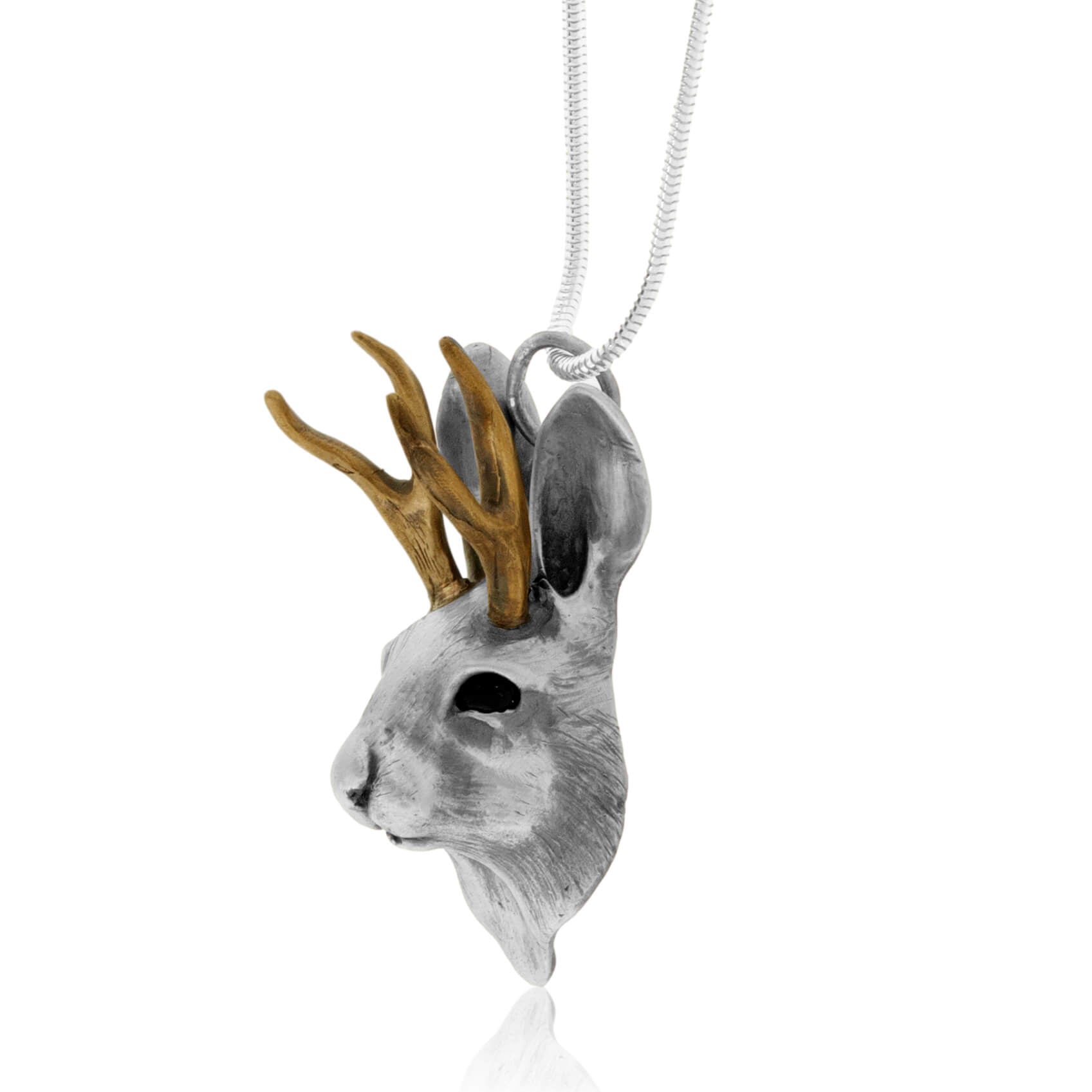 Jackelope Rabbit Head Pendant w/Chain