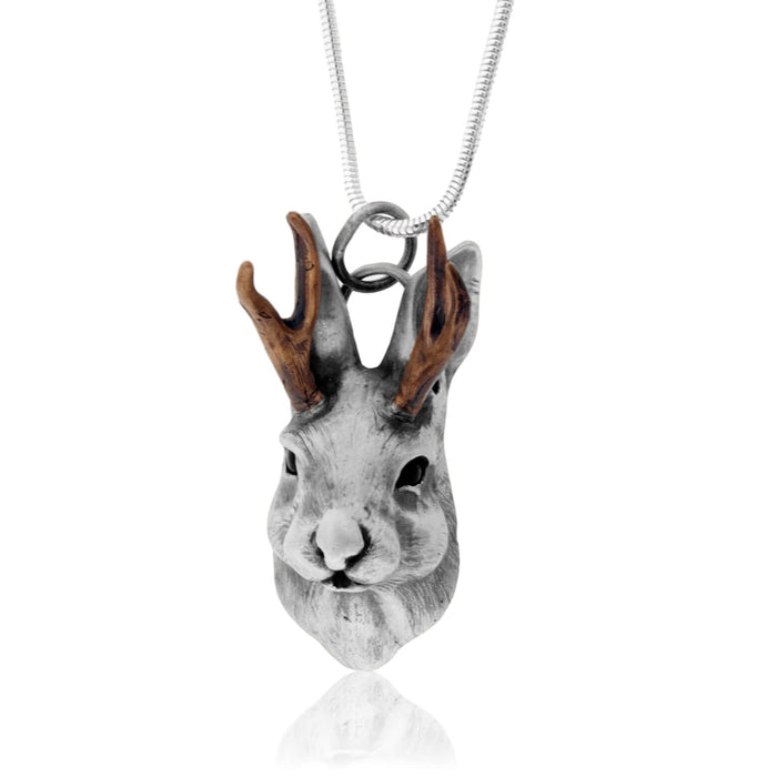 Jackelope Rabbit Head Pendant w/Chain - Park City Jewelers