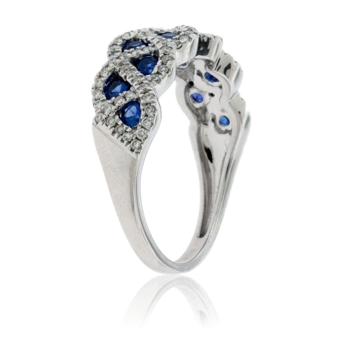 Knotted, Forget Me Not, Interlacing Sapphire and Diamond Accented Ring - Park City Jewelers