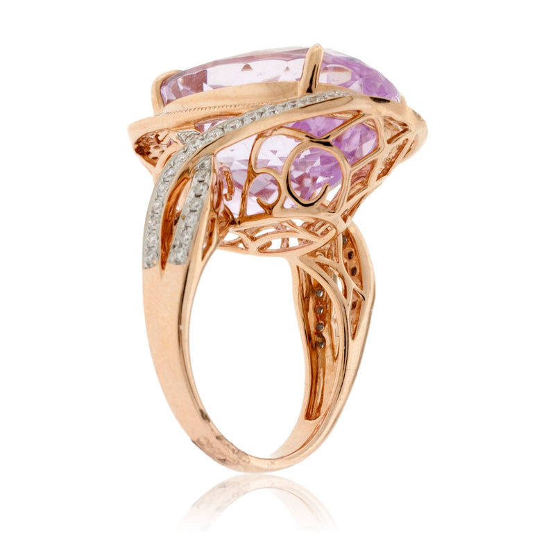 Kunzite and Diamond Ring in Rose Gold - Park City Jewelers