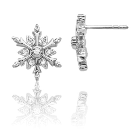 Lab Grown Diamond Accented Snowflake Stud Earrings - Park City Jewelers
