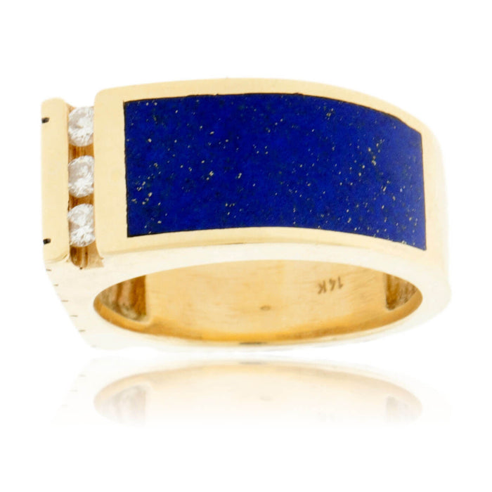 Lapis Inlay Santa Fe Style Ring with Diamond Accents - Park City Jewelers