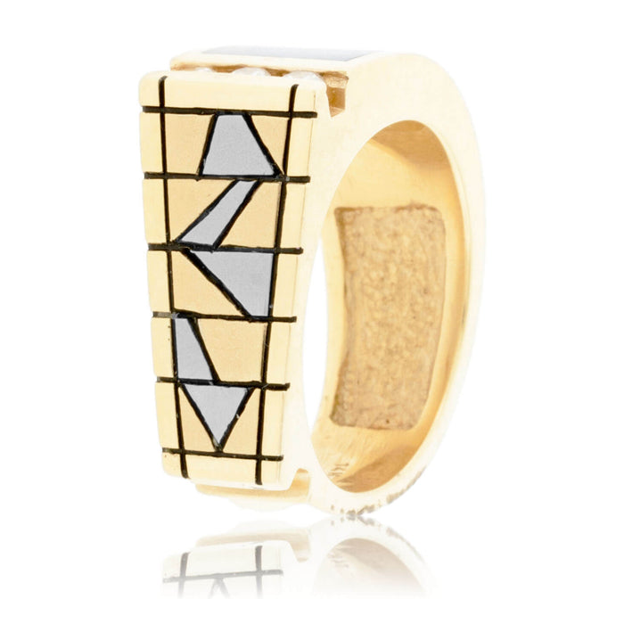 Lapis Inlay Santa Fe Style Ring with Diamond Accents - Park City Jewelers