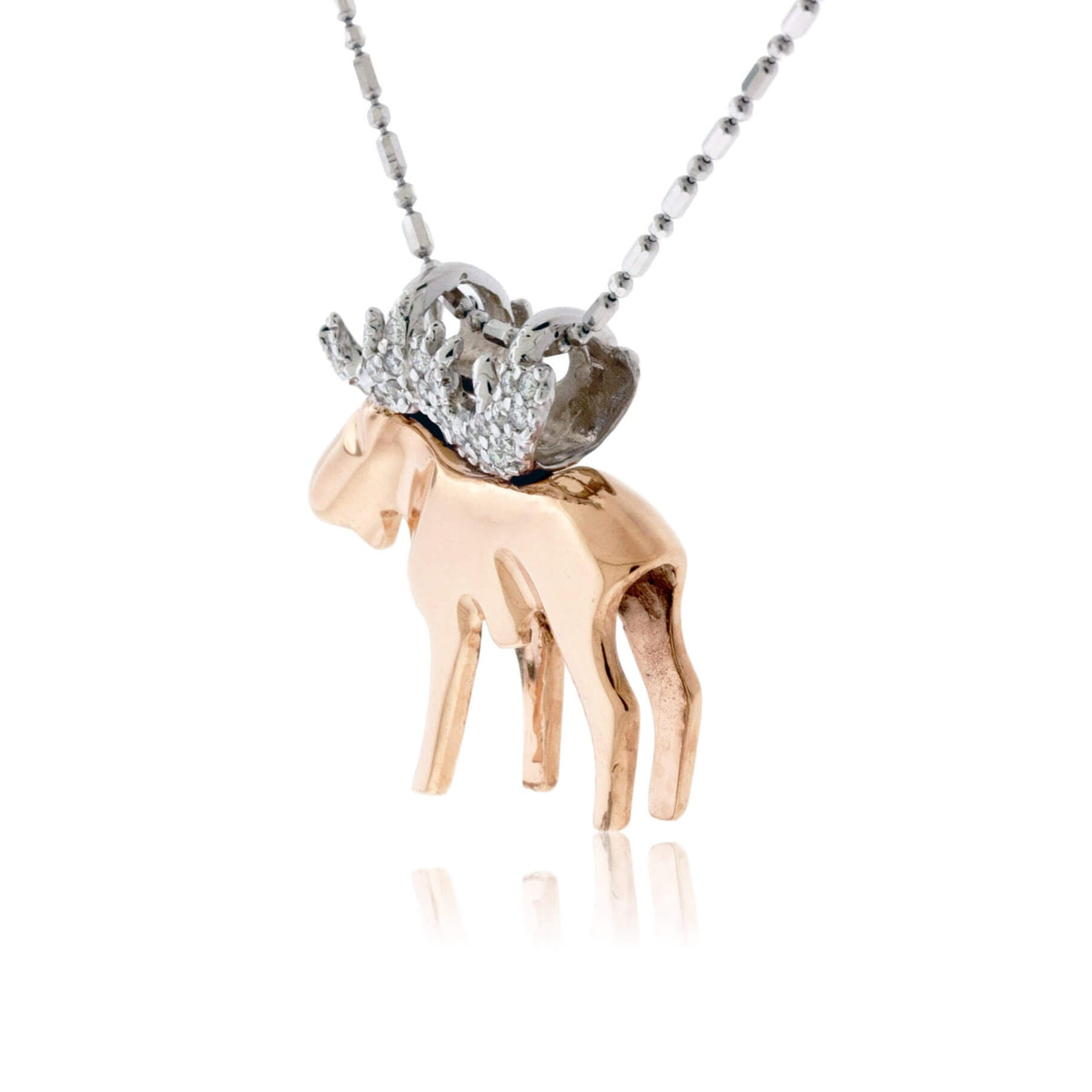 Large Diamond Antlered Moose Necklace - Park City Jewelers