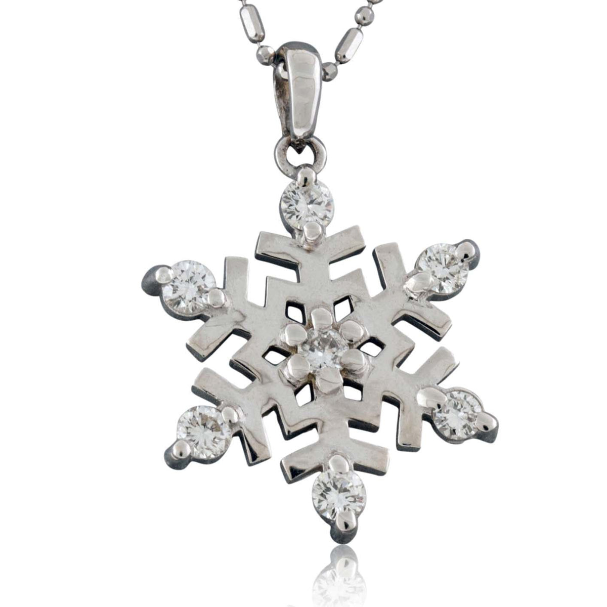 Large Diamond Tipped Snowflake Necklace - Park City Jewelers