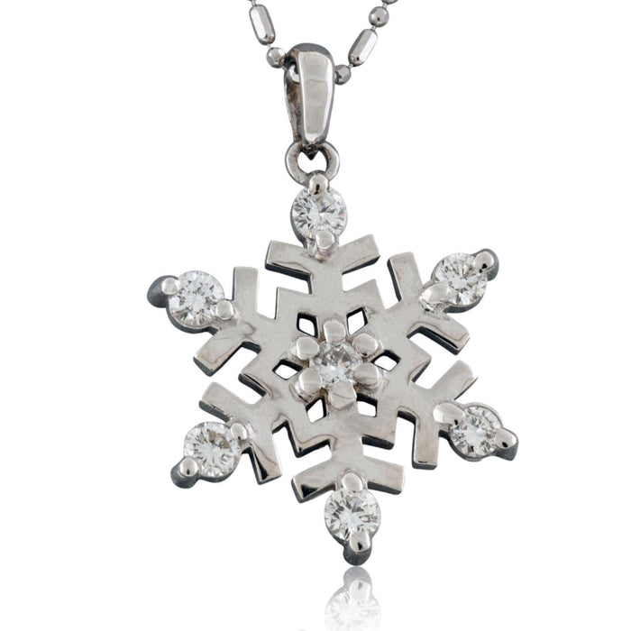 Large Diamond Tipped Snowflake Necklace - Park City Jewelers
